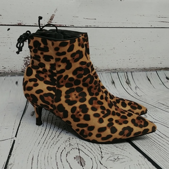 leopard kitten heel boots